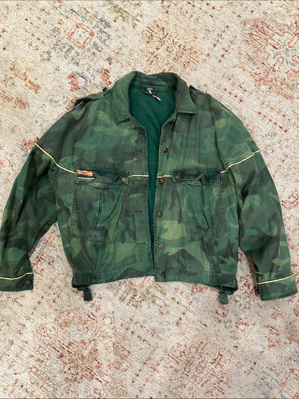 Free People oversized Green Camo Bomber Jacket